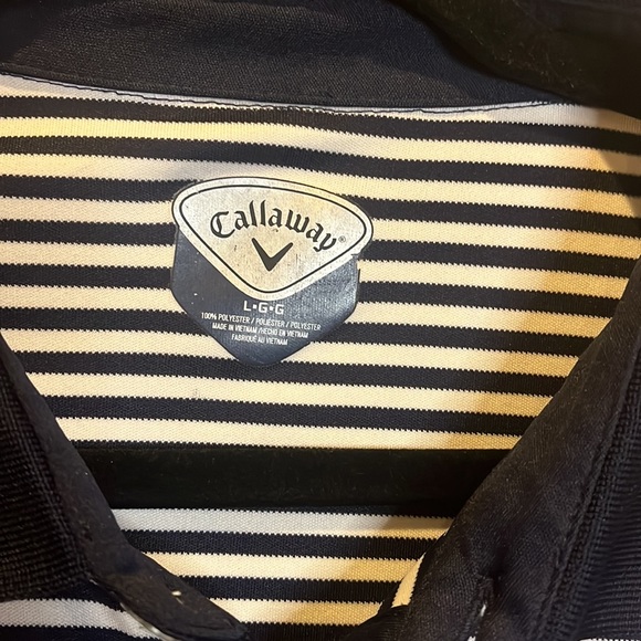 Callaway Navy & White Striped Polo size Large - Picture 3 of 6